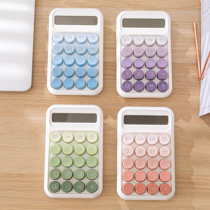 Y YOMA 1 Pack Mechanical Switch Calculator with 10 Digit Large LCD Display Big Button, Mini Cute Desktop Calculator 4 Function Basic Calculators for School Home Office Business, Dusty Violet